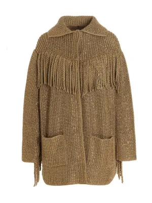 Ermanno Scervino Fringed Metallic-Detailed Card-Coat