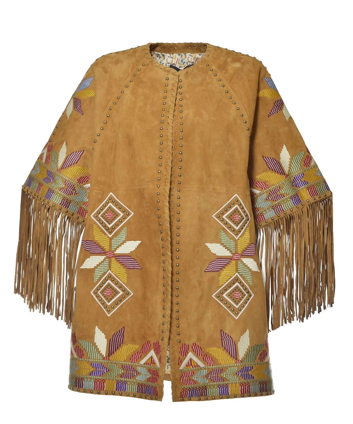 Etro Floral Embroidered Tassel Detailed Coat