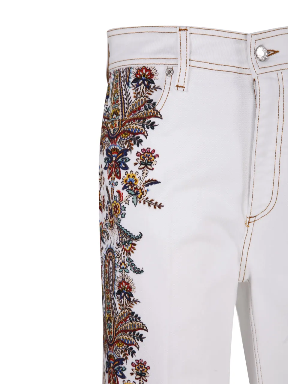 Etro Paisley Embroidered Cropped Jeans