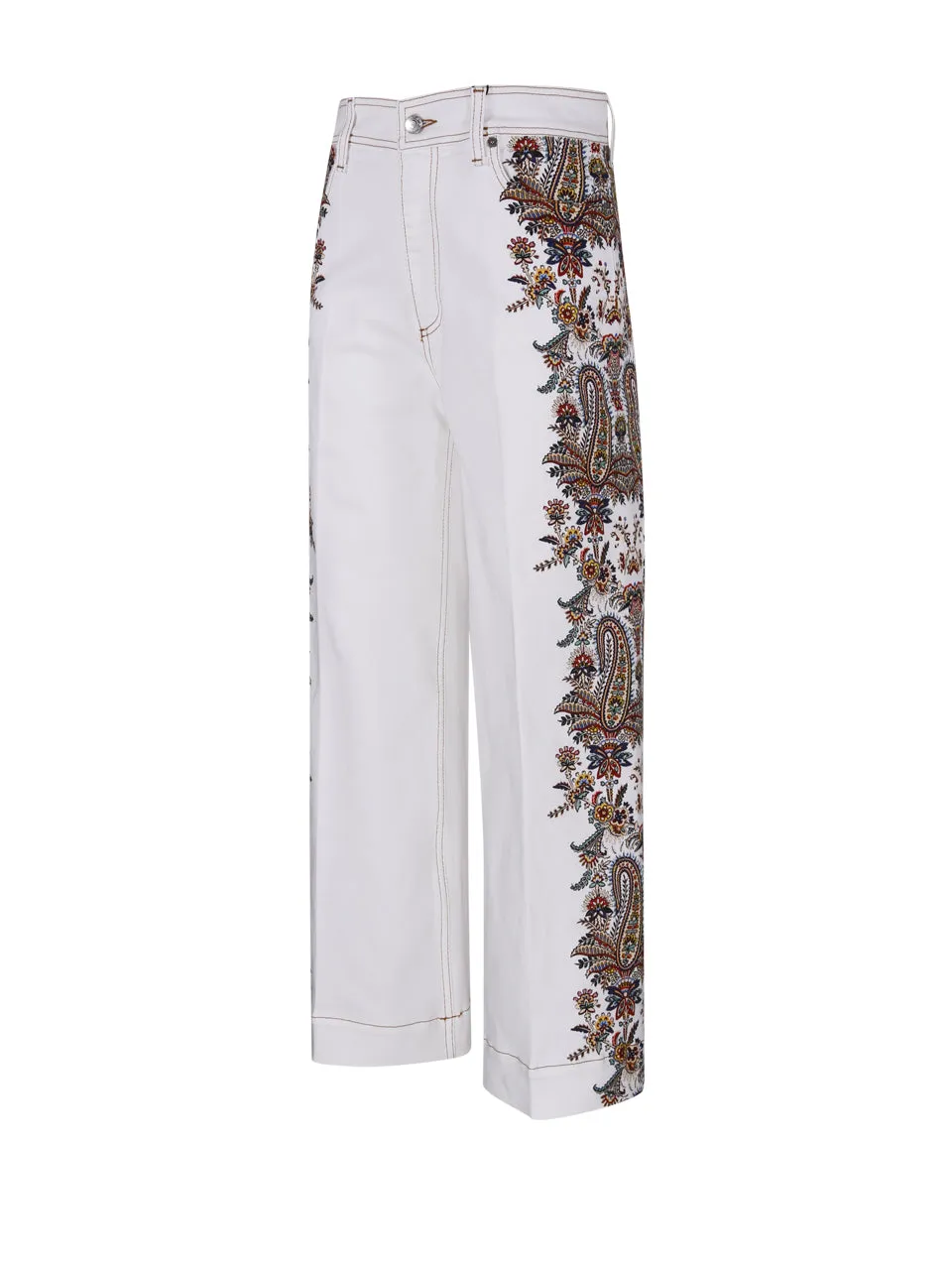 Etro Paisley Embroidered Cropped Jeans