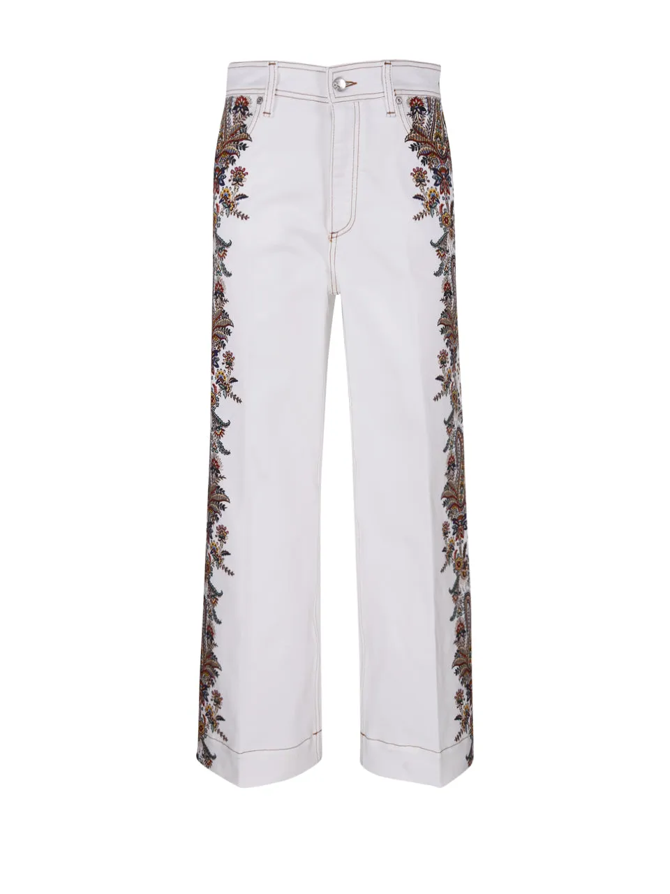 Etro Paisley Embroidered Cropped Jeans