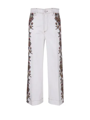 Etro Paisley Embroidered Cropped Jeans