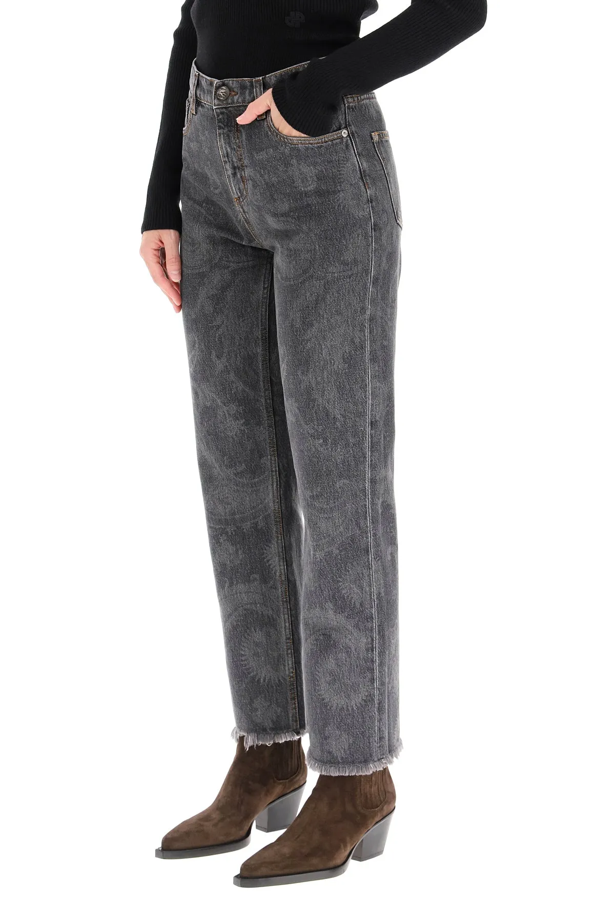 Etro Paisley Print Cropped Jeans
