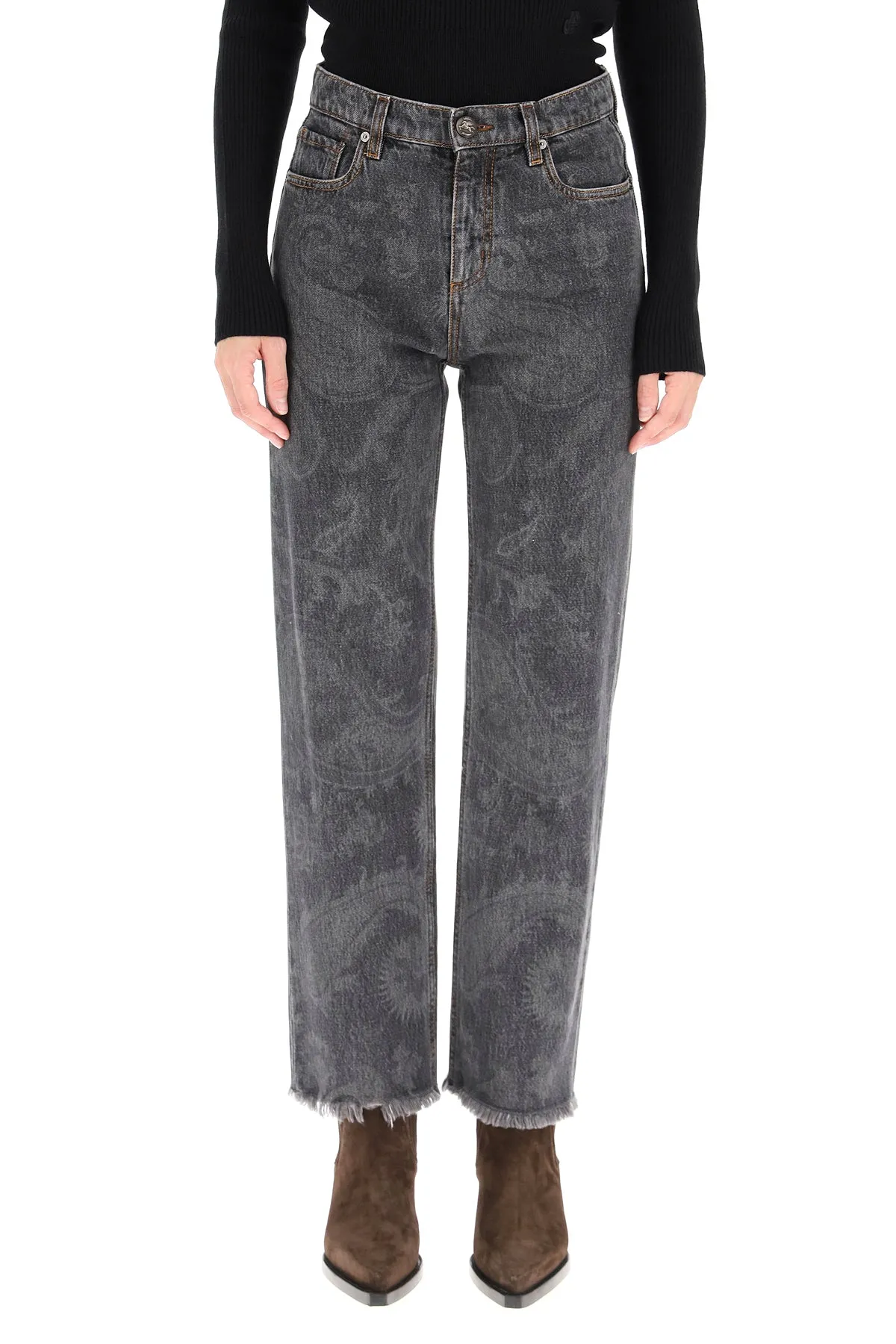 Etro Paisley Print Cropped Jeans