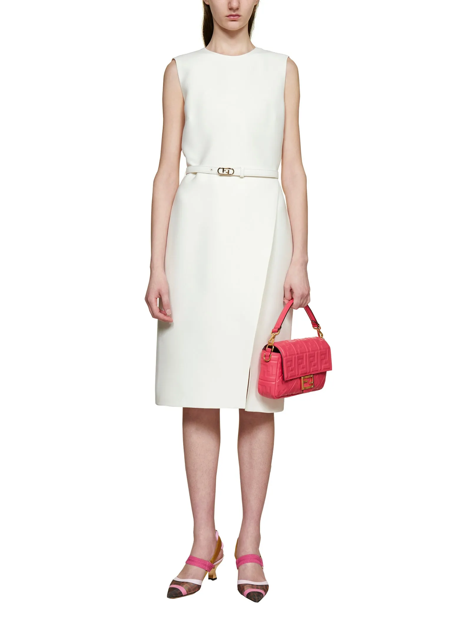 Fendi Belted Sleeveless Crewneck Dress