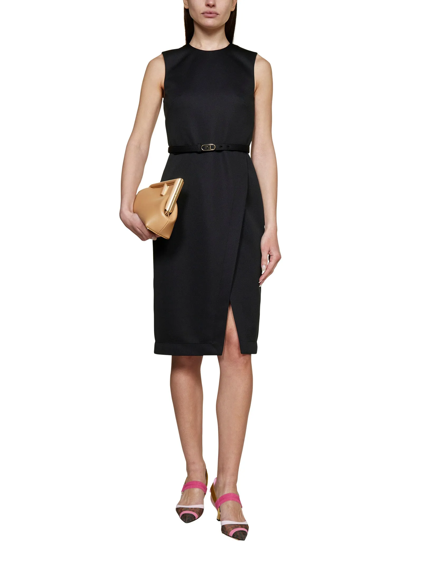 Fendi Belted Waist Sleeveless Dress
