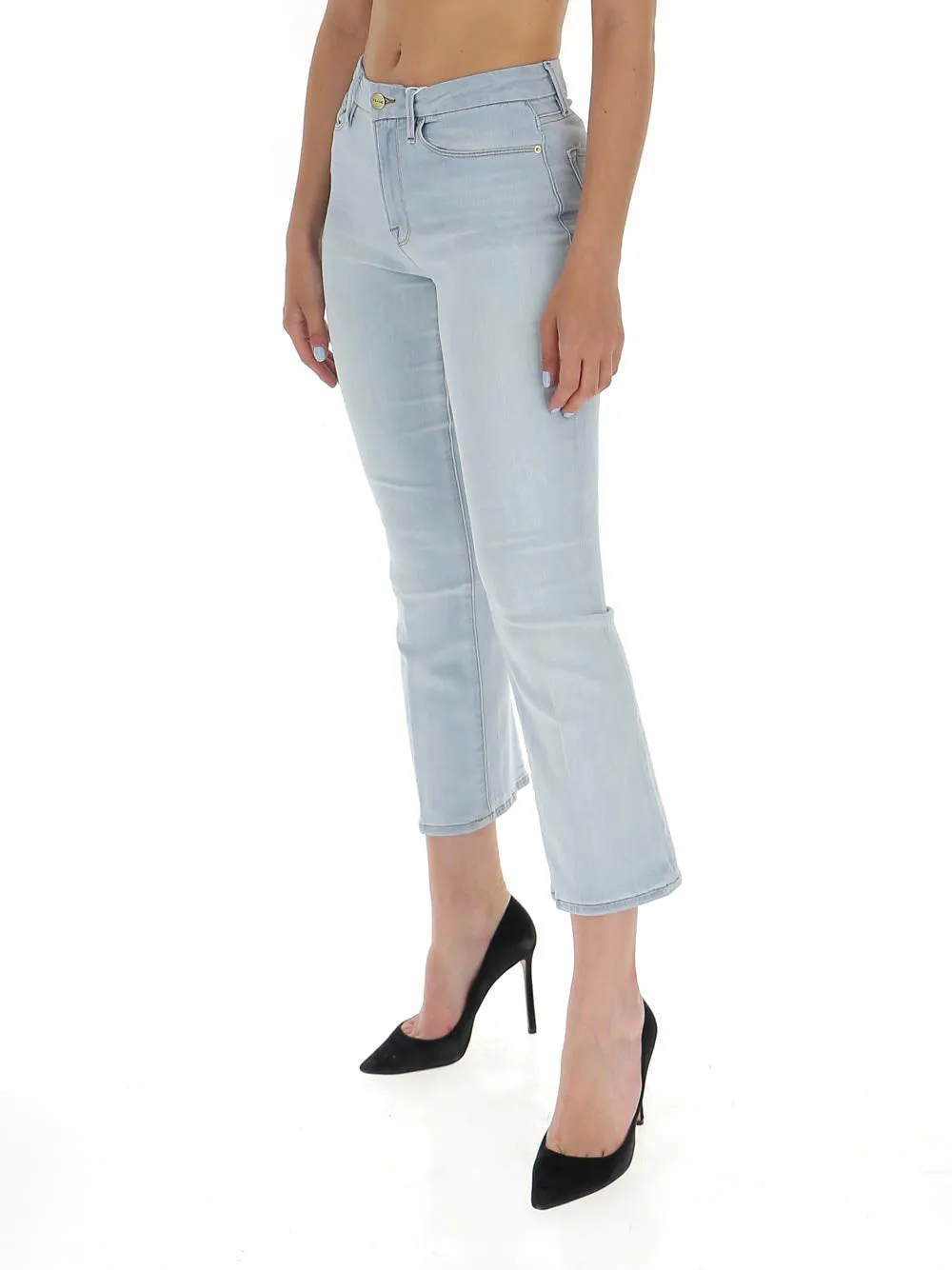 Frame Contrast Stitching Cropped Jeans