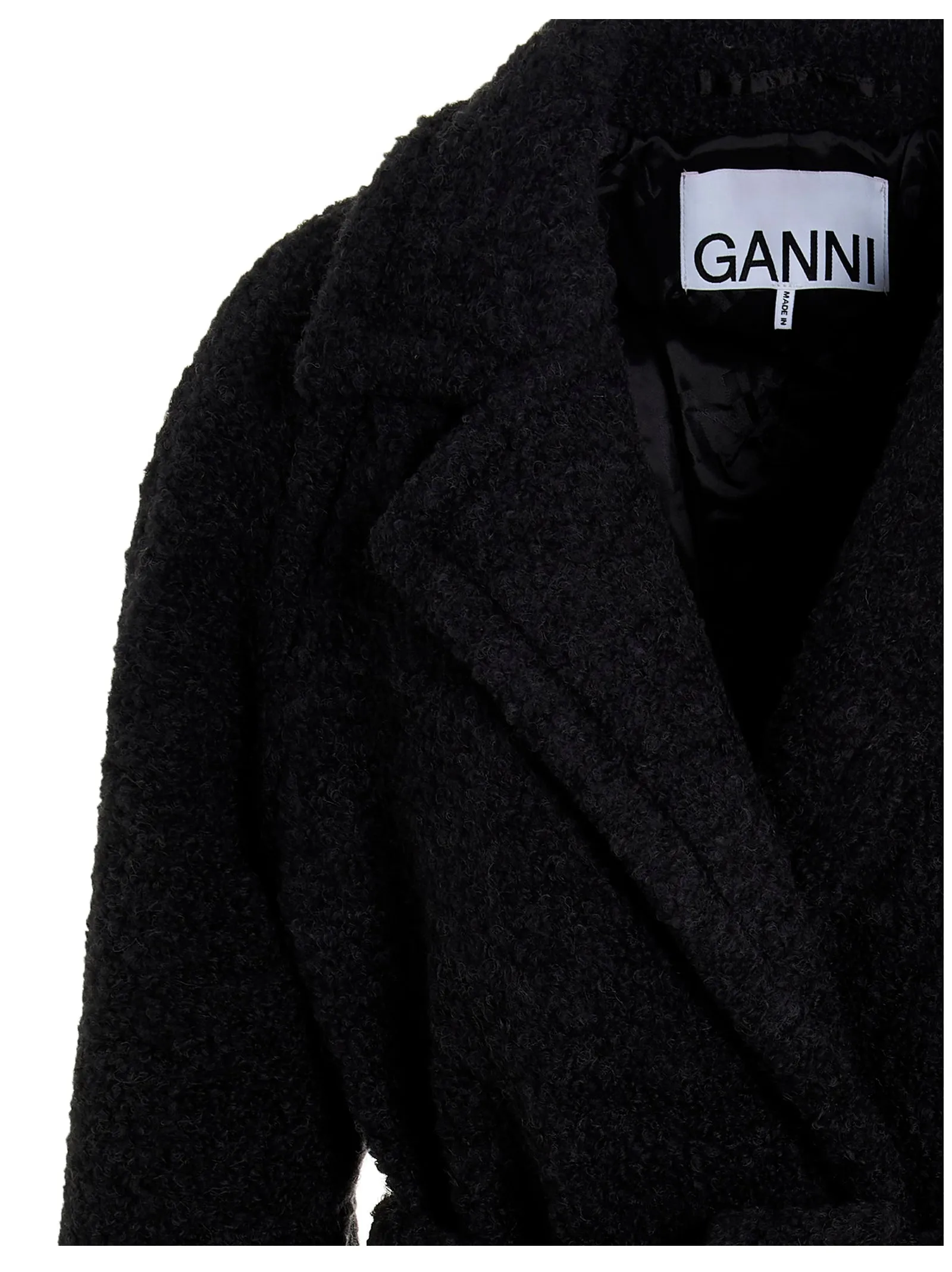 Ganni Boucle Belted Wrap Coat