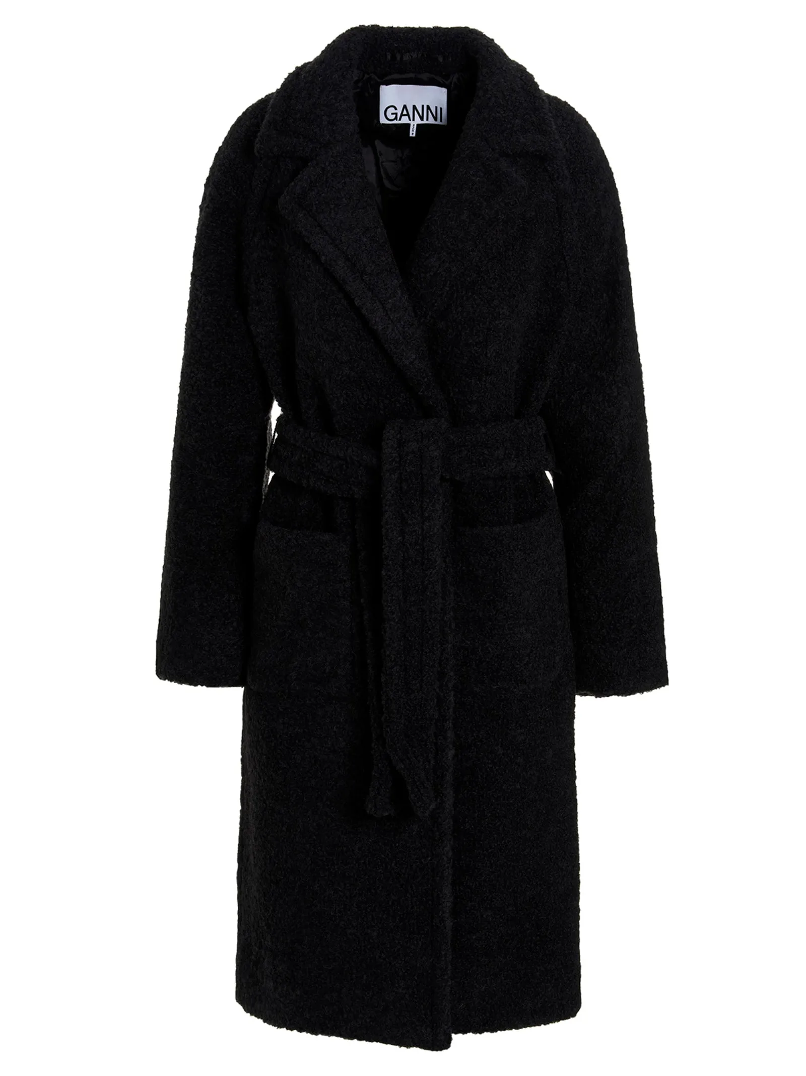 Ganni Boucle Belted Wrap Coat