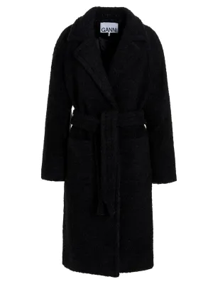 Ganni Boucle Belted Wrap Coat