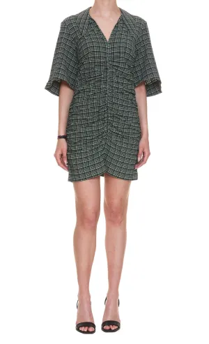 Ganni Checked Ruched Dress