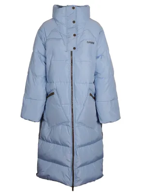 Ganni Logo Print High-Neck Puffer Coat