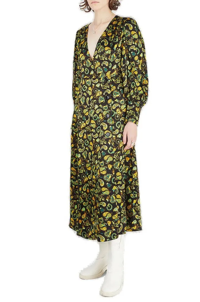 Ganni Paisley Printed Wrap Dress