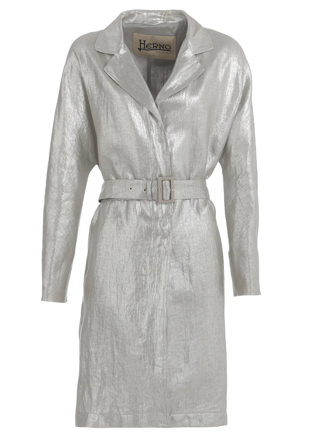 Herno Metallic-Effect Belted Coat