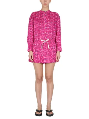 Isabel Marant toile Abstract Pattern Long Sleeved Jumpsuit