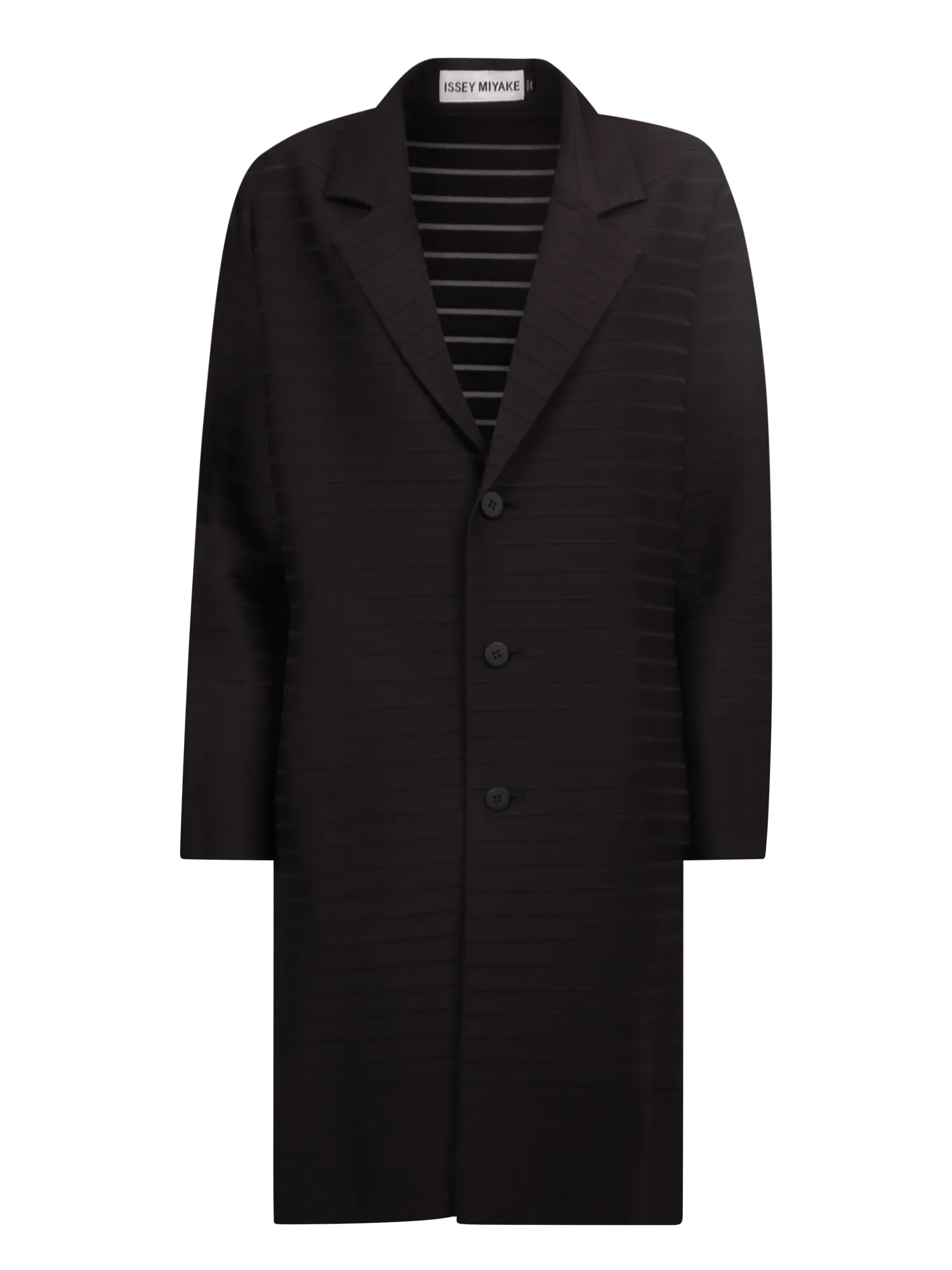 Issey Miyake Striped Single-Breasted Coat