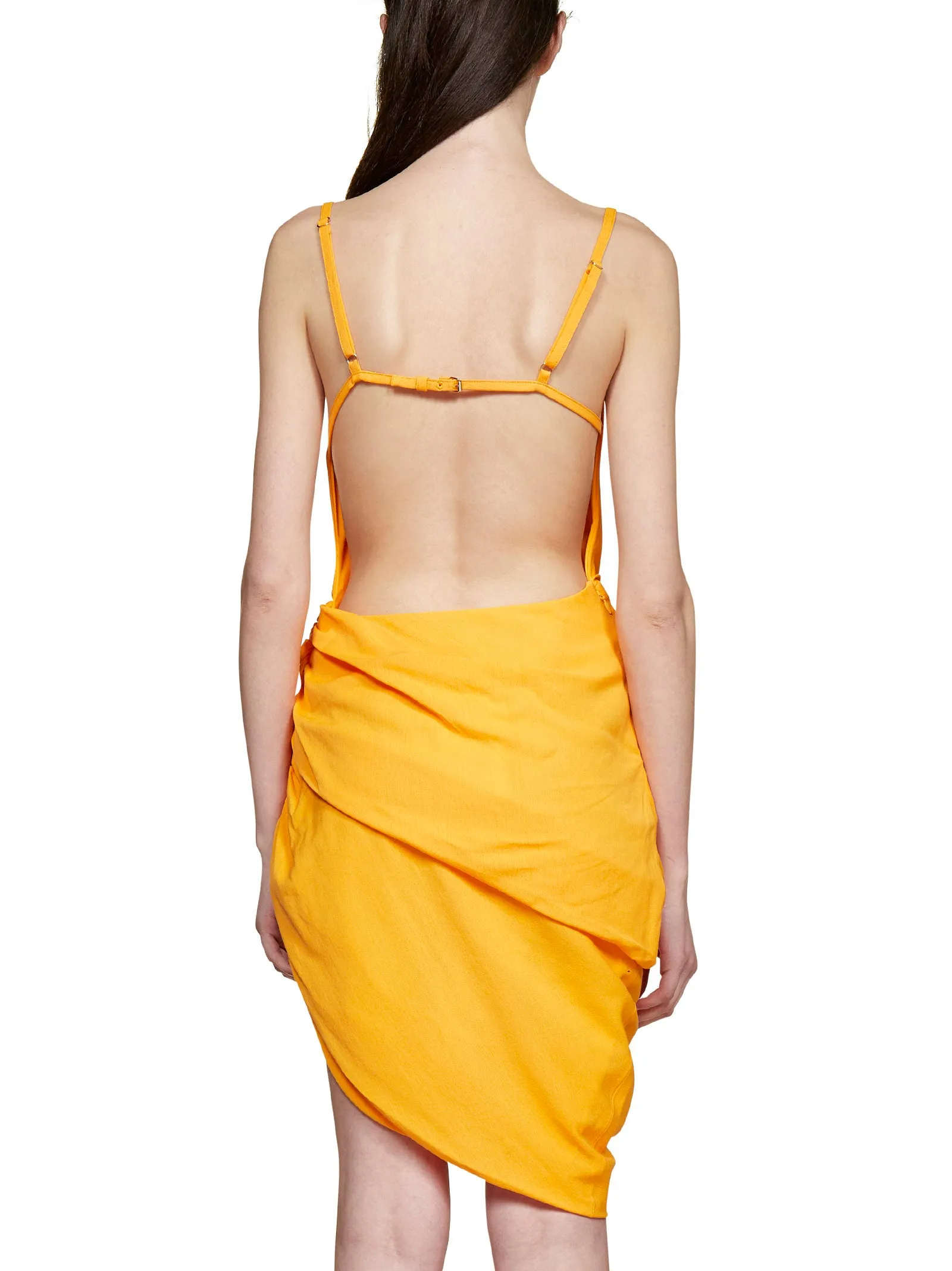 Jacquemus Asymmetric Ruched Sleevelsess Dress