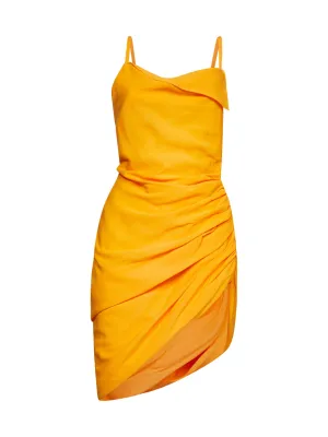 Jacquemus Asymmetric Ruched Sleevelsess Dress