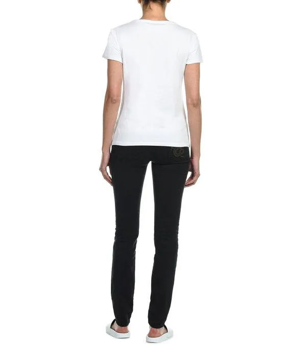 Just Cavalli Snake Embroidered High Waist Slim Fit Jeans