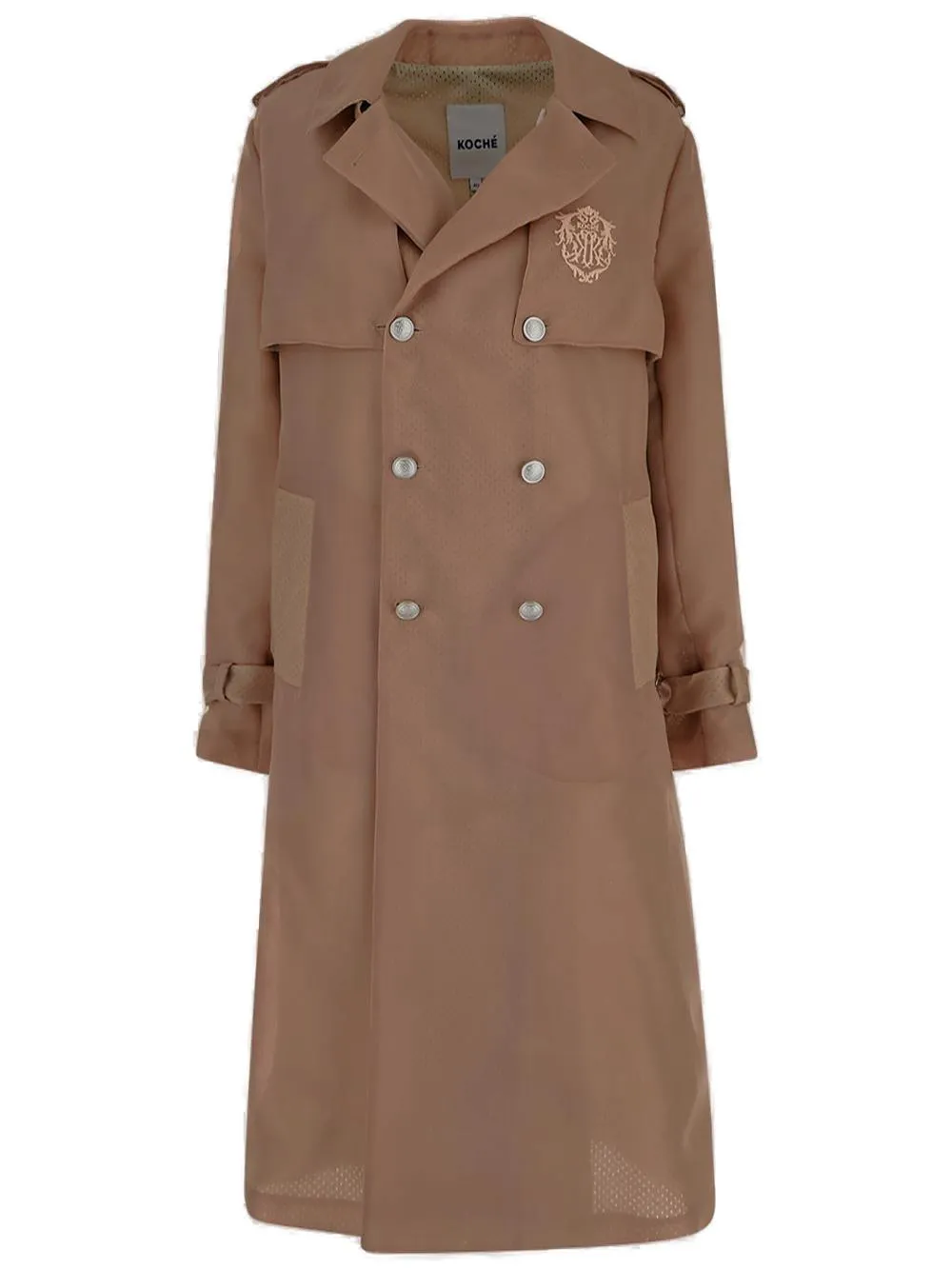 Koch Logo Embroidered Double Breasted Coat