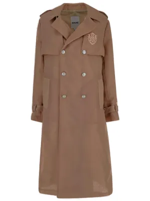 Koch Logo Embroidered Double Breasted Coat