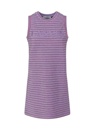 Lanvin Logo Embroidered Striped Dress