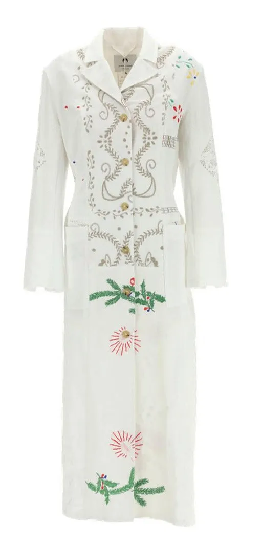 Marine Serre Embroidered Belted Coat