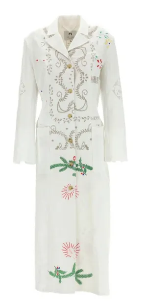 Marine Serre Embroidered Belted Coat