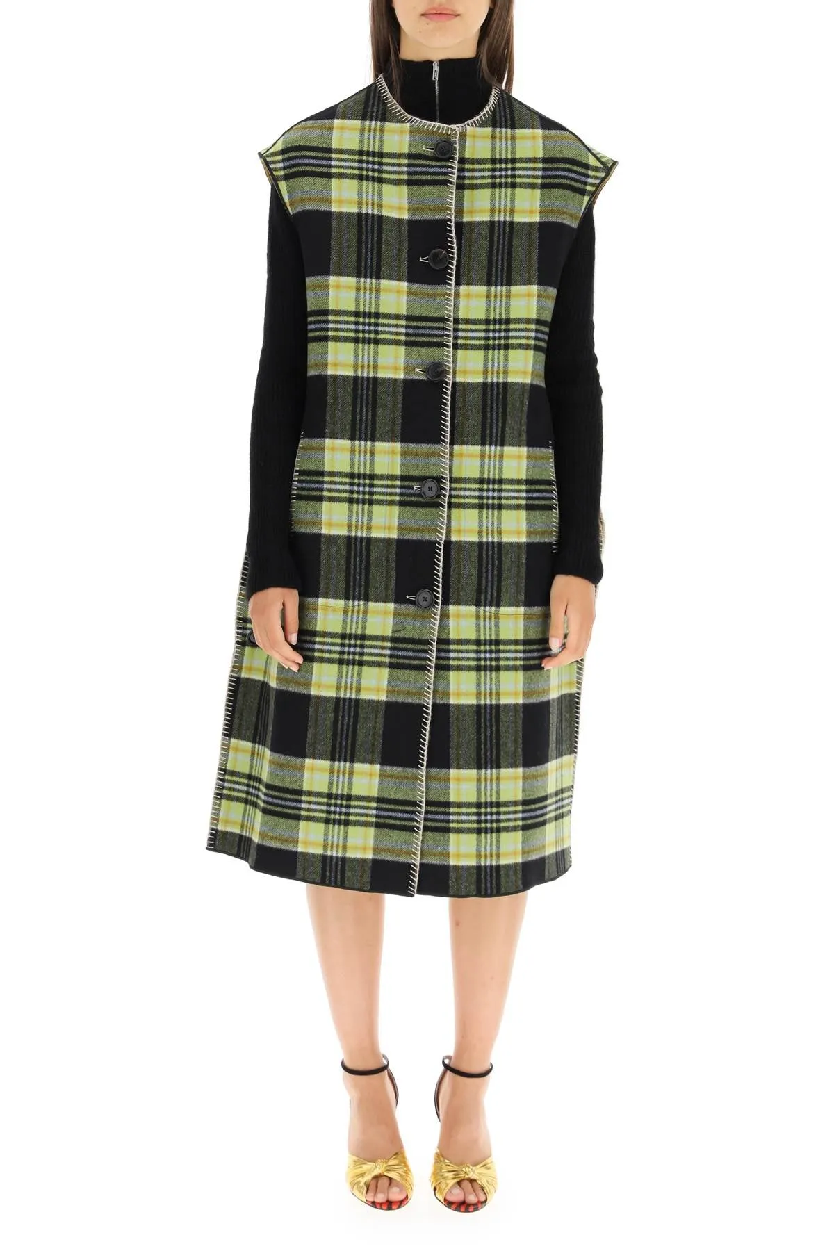 Marni Check Reversible Sleeveless Coat