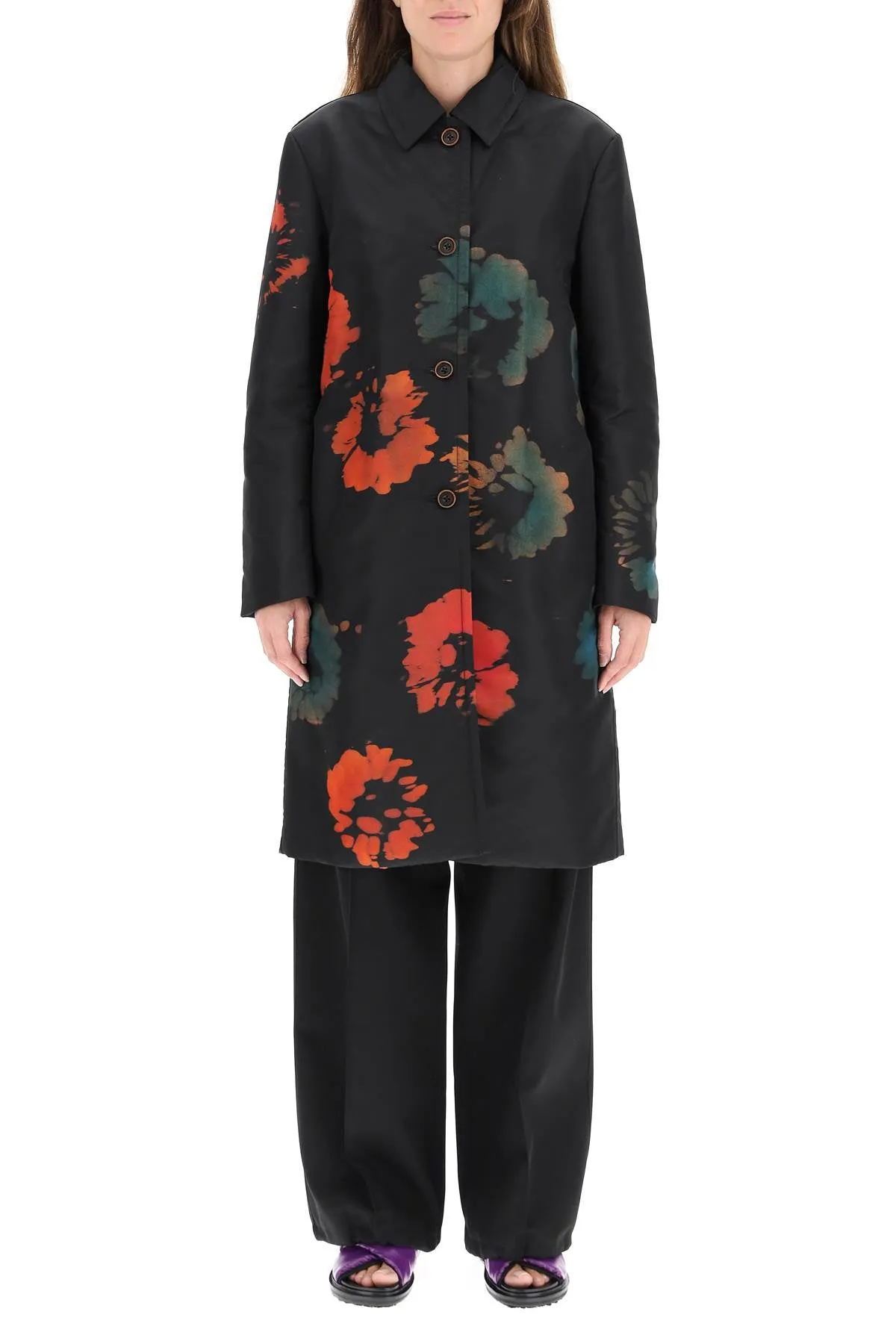 Marni Floral Printed Longline Coat