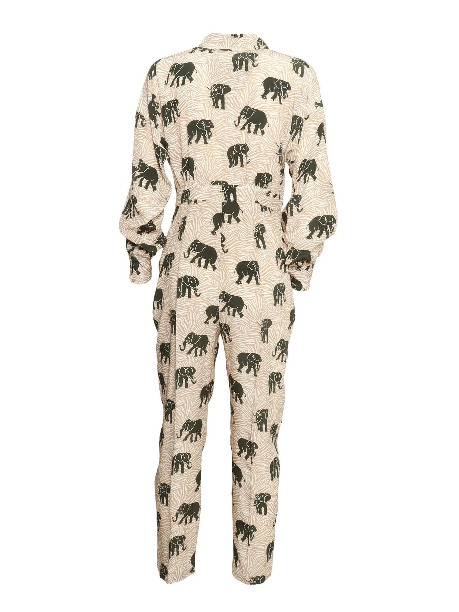 Max Mara Studio Graphic Printed Belted Jumpsuit
