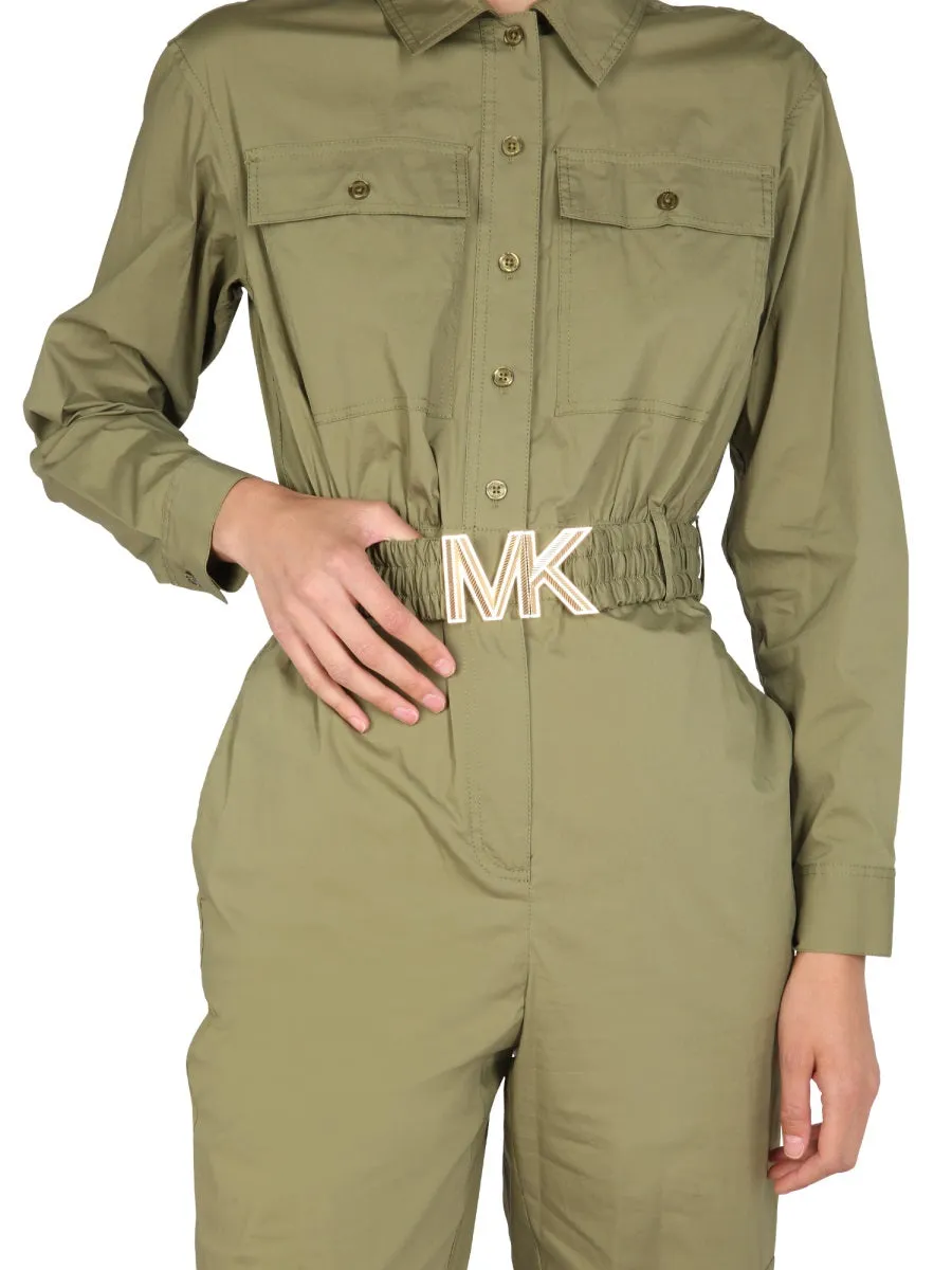 Michael Michael Kors Logo Buckle Long-Sleeved Jumpsuit
