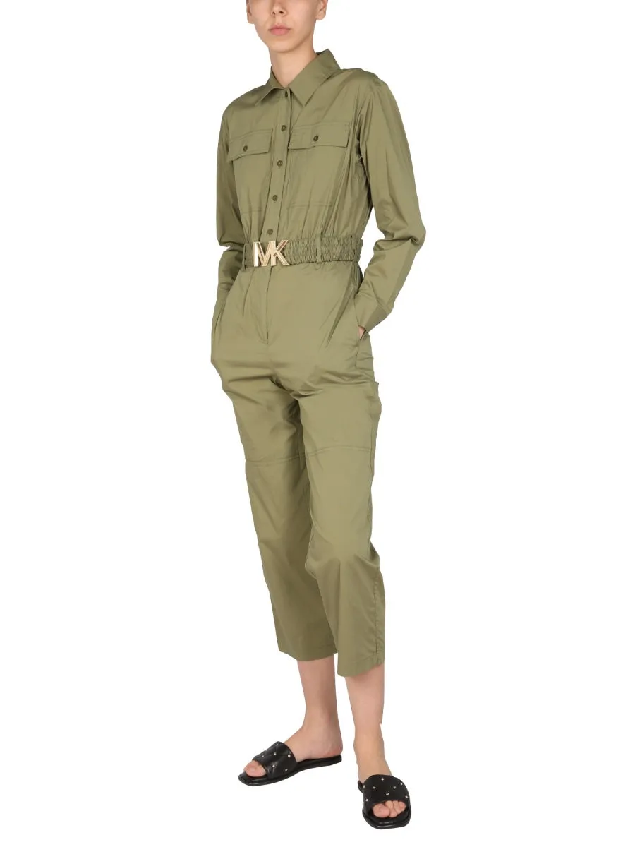 Michael Michael Kors Logo Buckle Long-Sleeved Jumpsuit