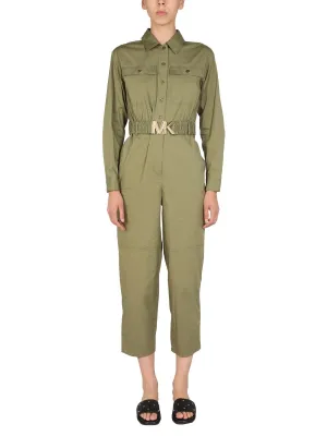 Michael Michael Kors Logo Buckle Long-Sleeved Jumpsuit