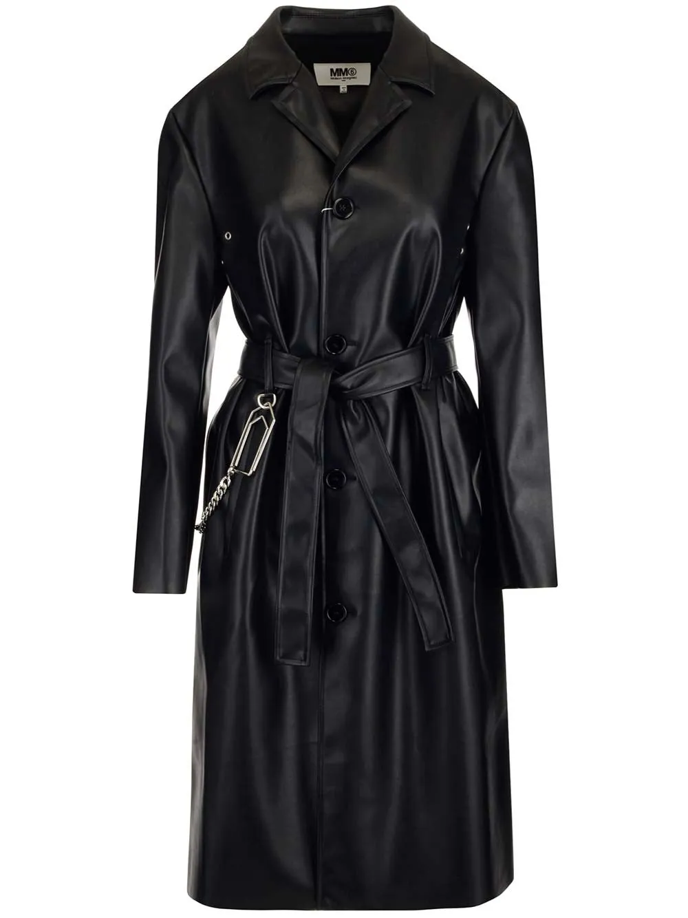 MM6 Maison Margiela Tie Waist Leather Coat