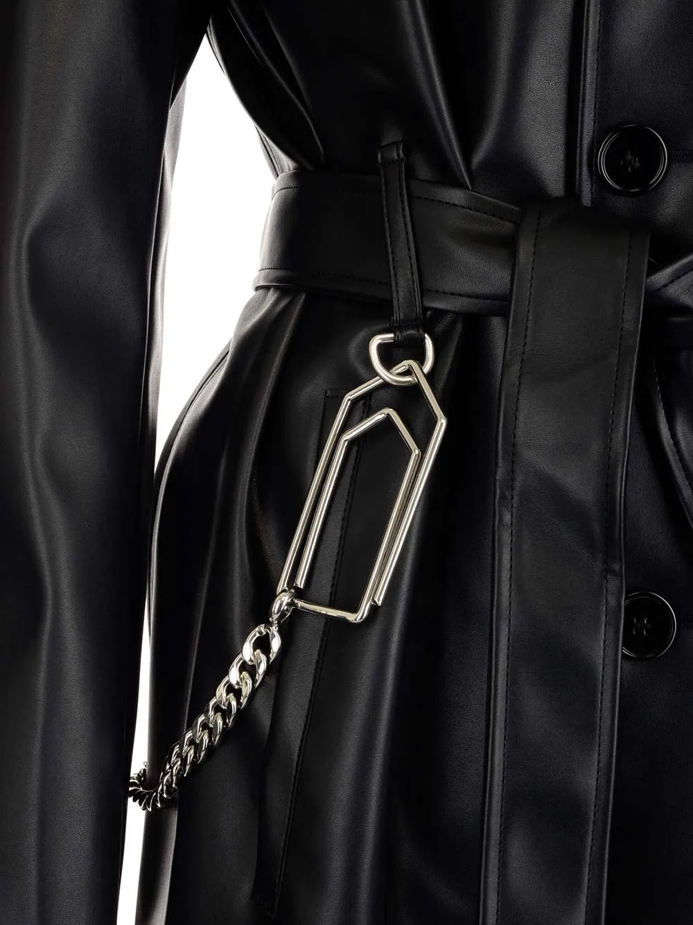 MM6 Maison Margiela Tie Waist Leather Coat