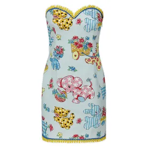 Moschino Animal Printed Strapless Dress