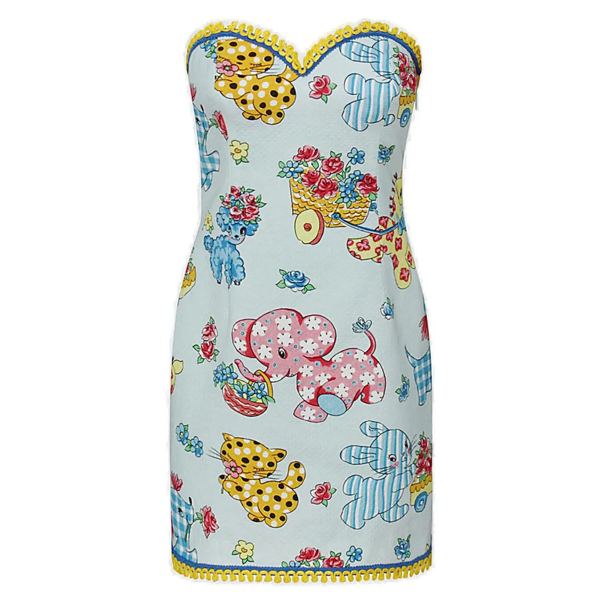 Moschino Animal Printed Strapless Dress