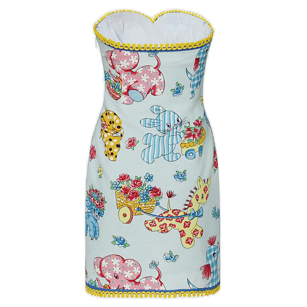 Moschino Animal Printed Strapless Dress