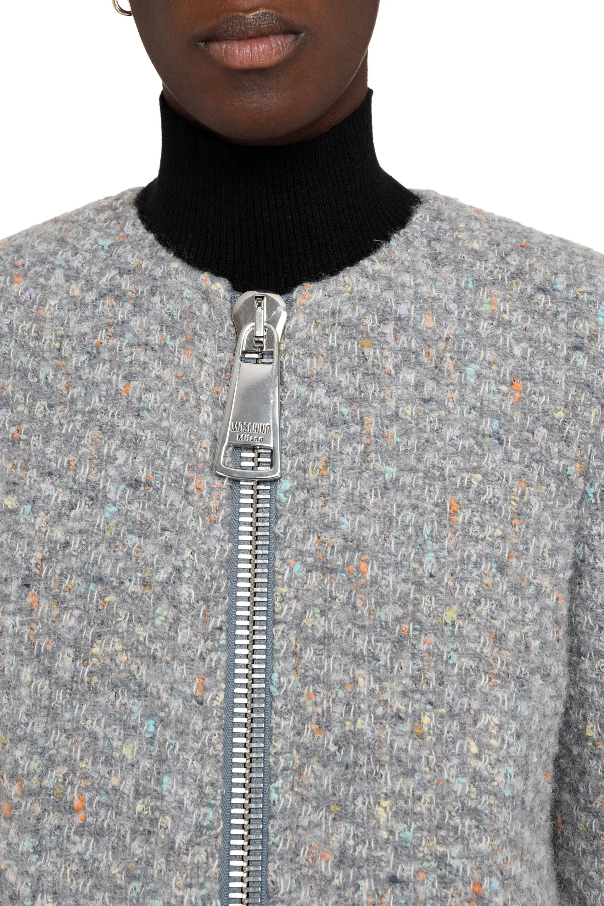 Moschino Knit Zip Detailed Coat