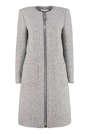 Moschino Knit Zip Detailed Coat