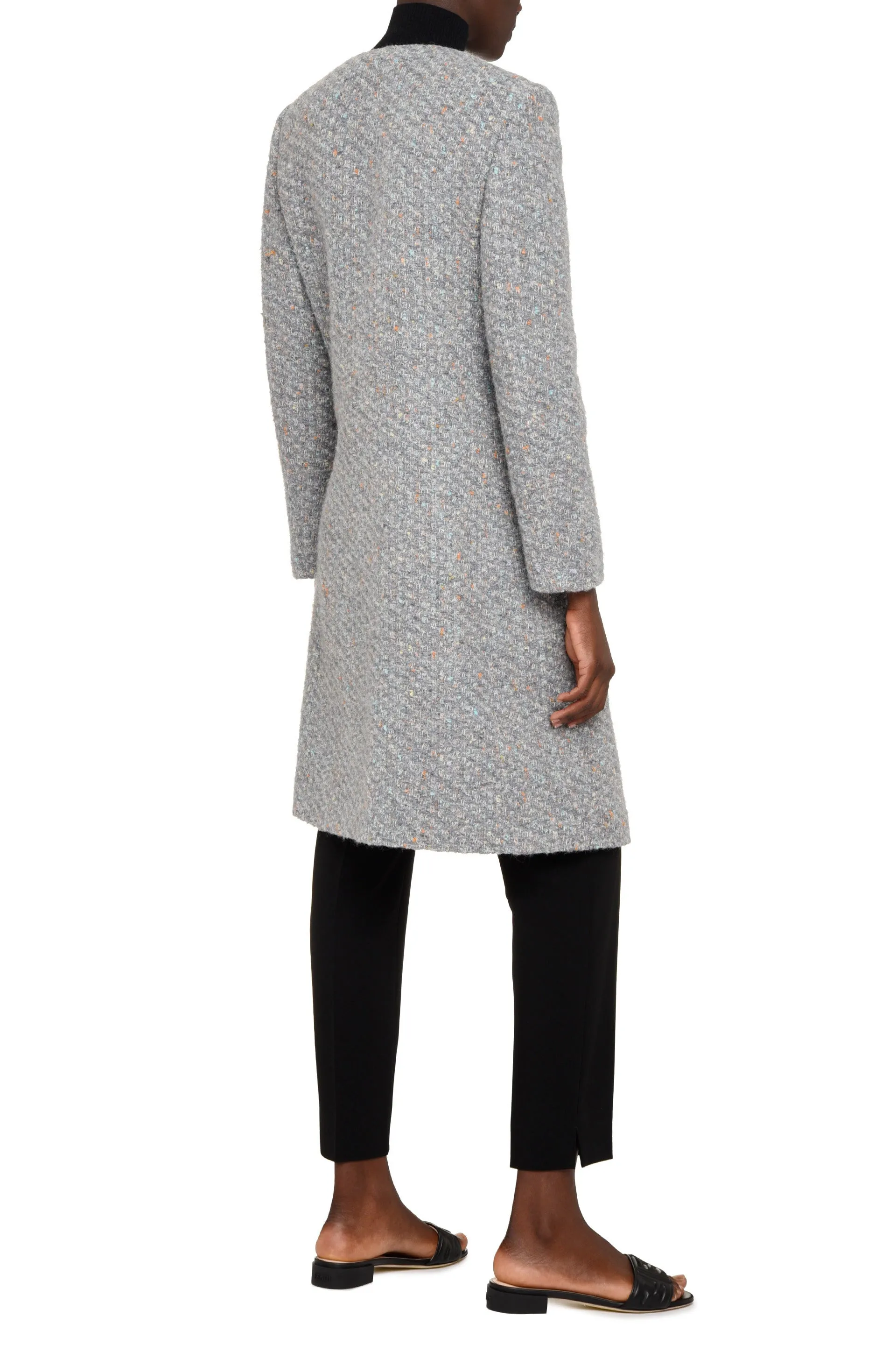 Moschino Knit Zip Detailed Coat