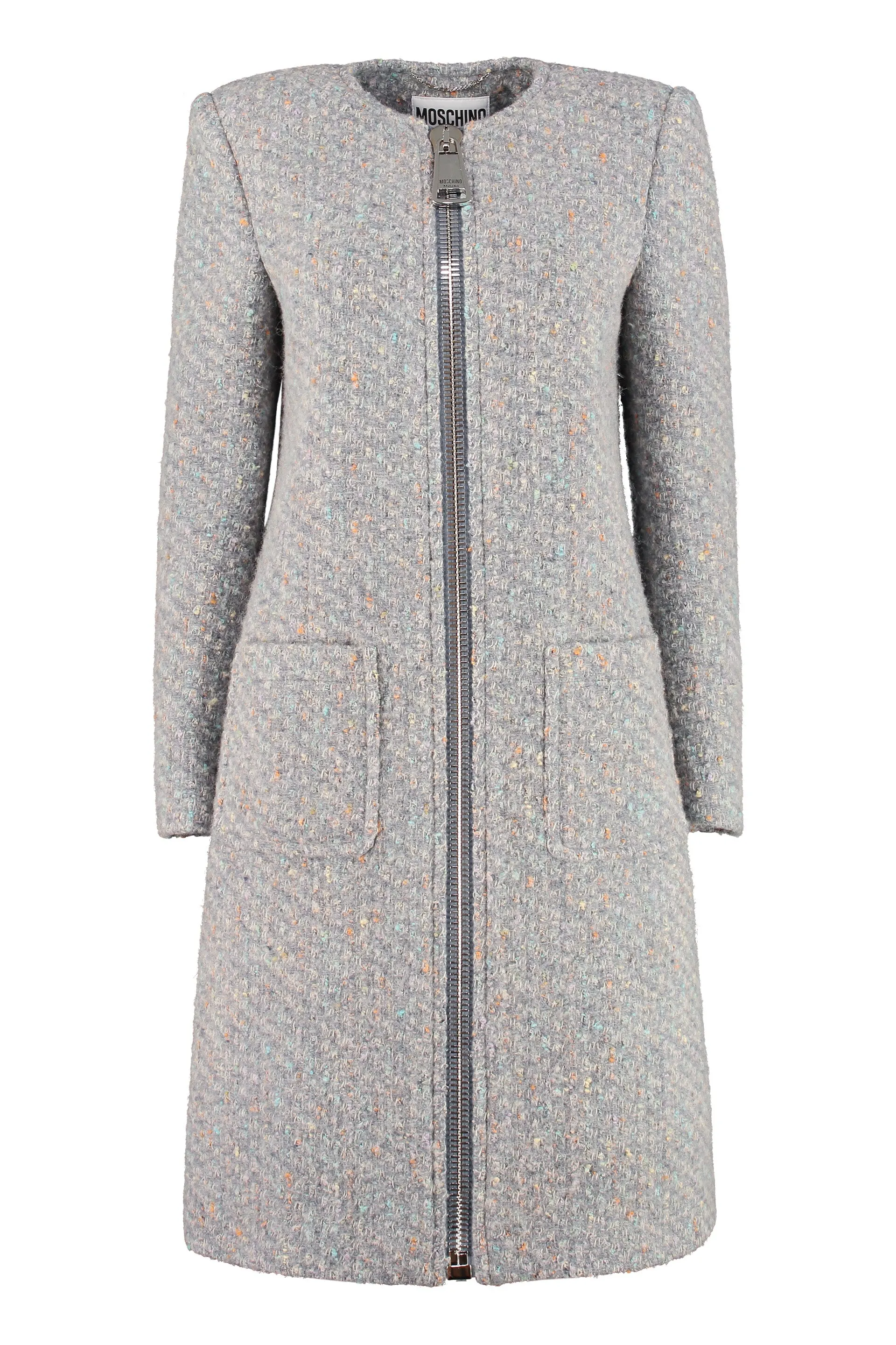 Moschino Knit Zip Detailed Coat