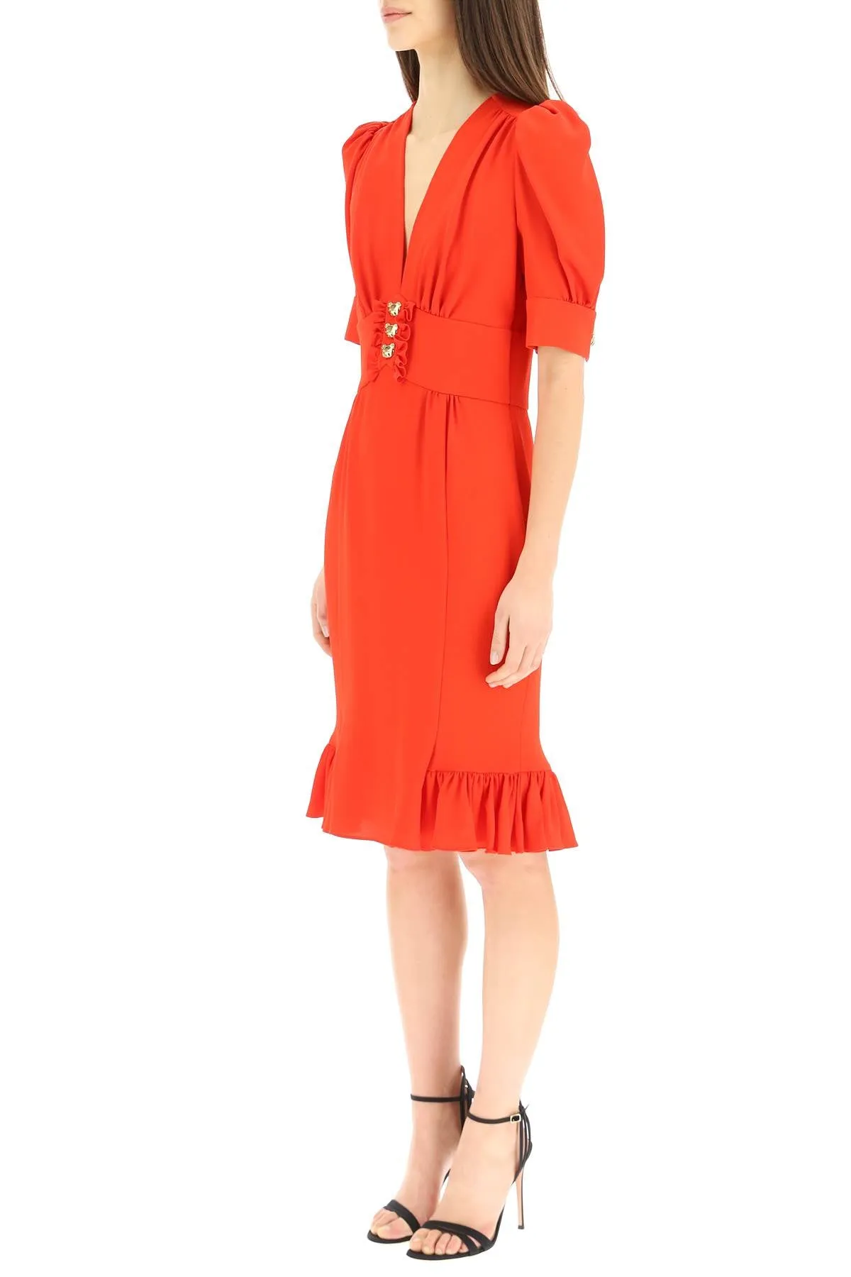 Moschino Puff Sleeved Buttoned Dress