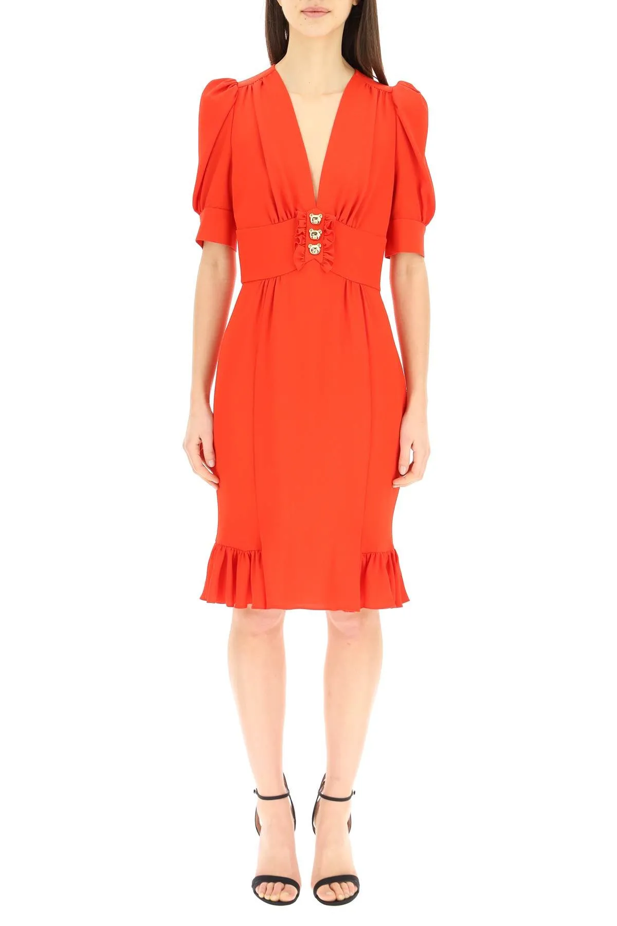 Moschino Puff Sleeved Buttoned Dress