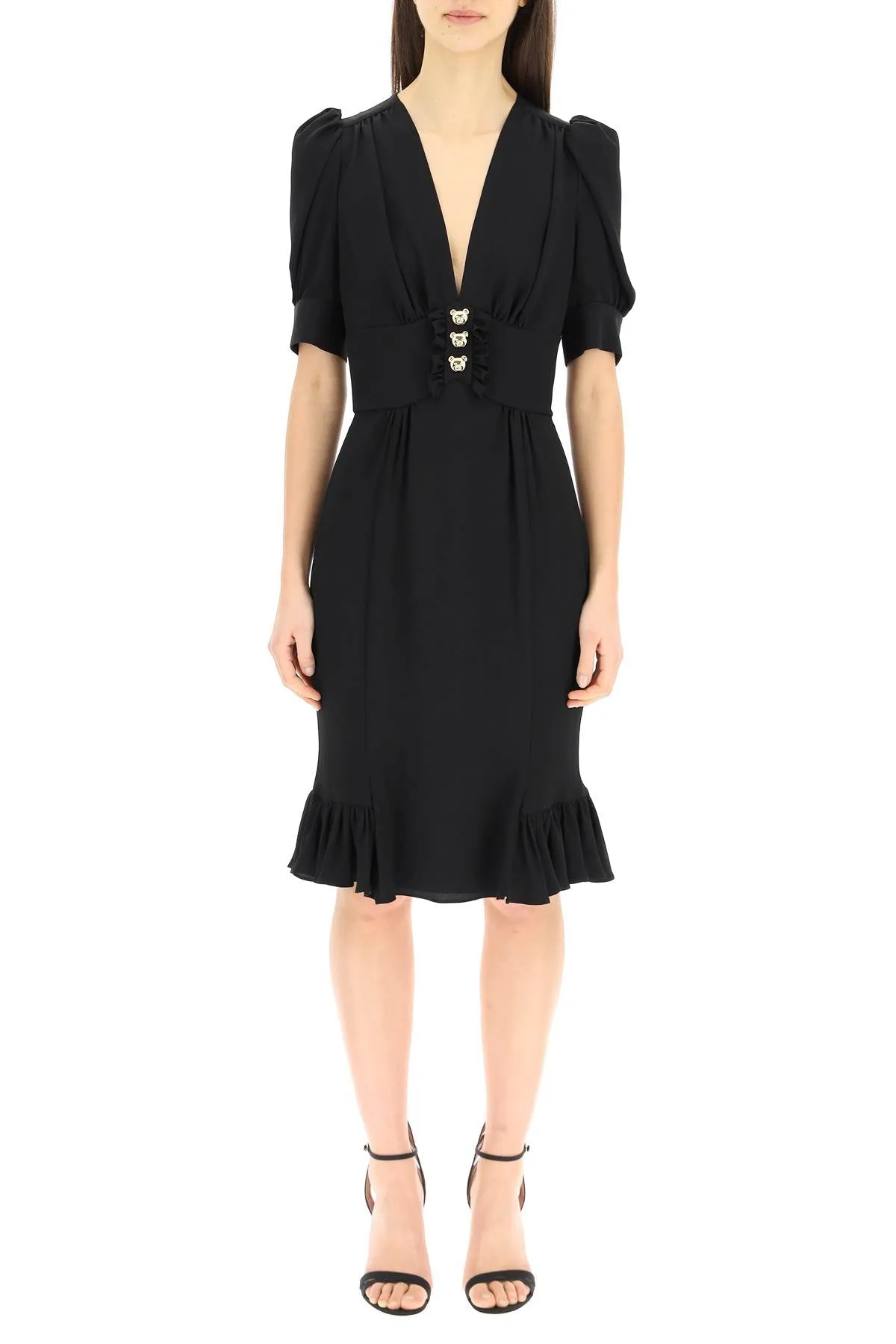 Moschino Puff Sleeved Buttoned Dress