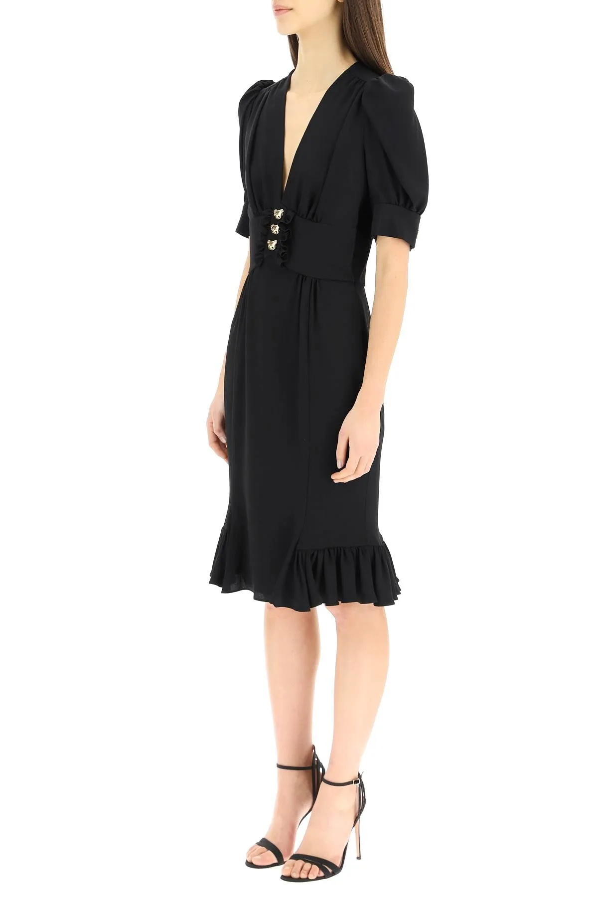 Moschino Puff Sleeved Buttoned Dress
