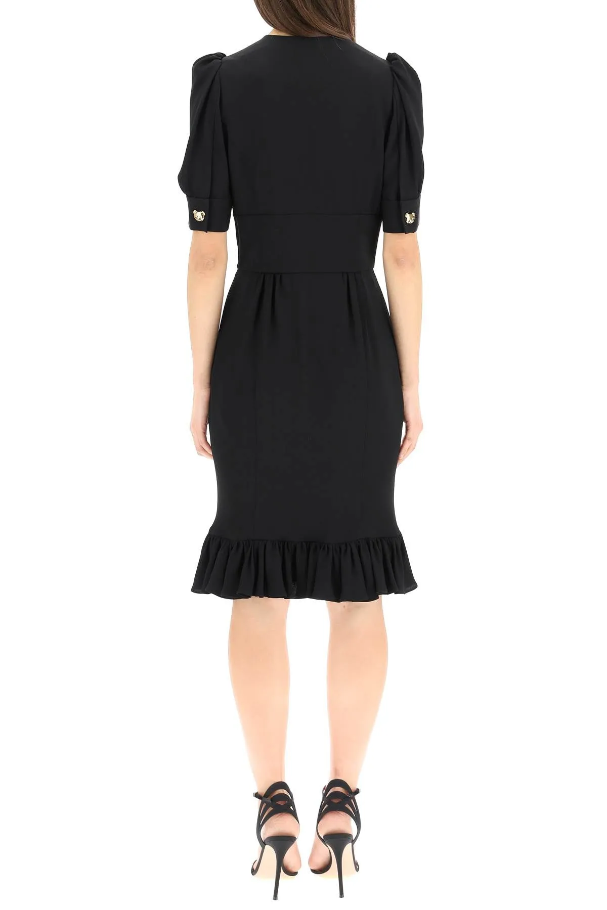 Moschino Puff Sleeved Buttoned Dress