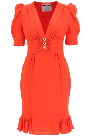 Moschino Puff Sleeved Buttoned Dress