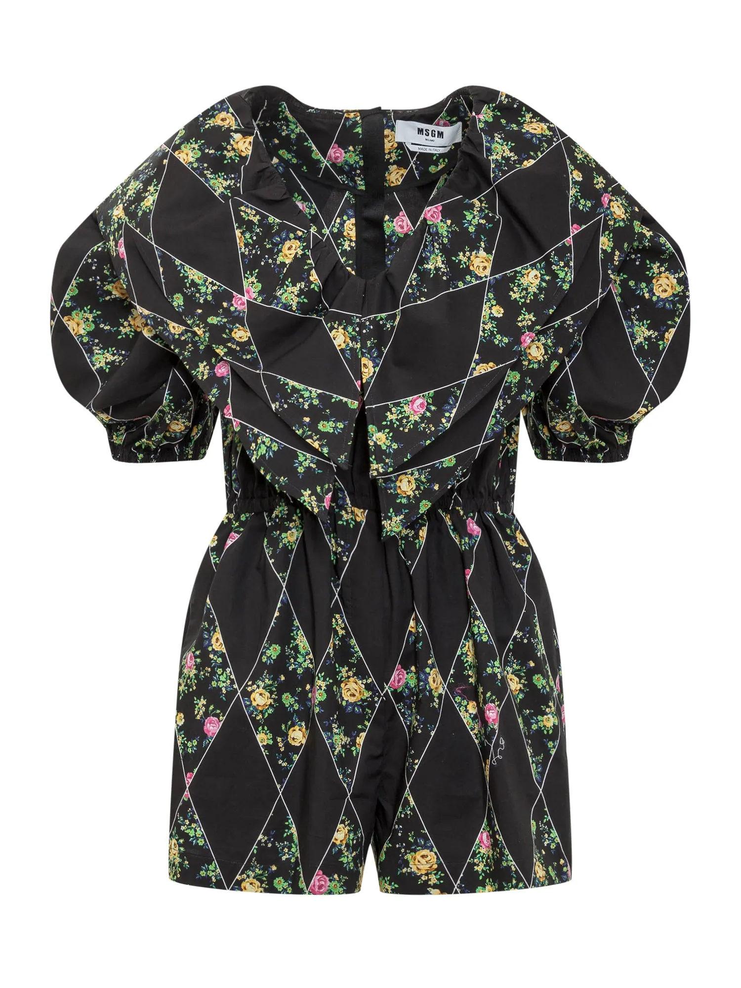 MSGM Allover Floral Printed Short Jumpsuit